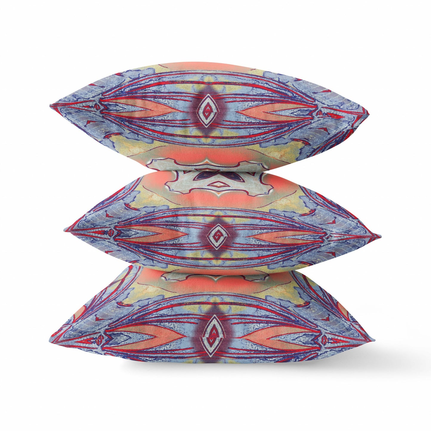 18” Purple Orange Geo Tribal Suede Throw Pillow