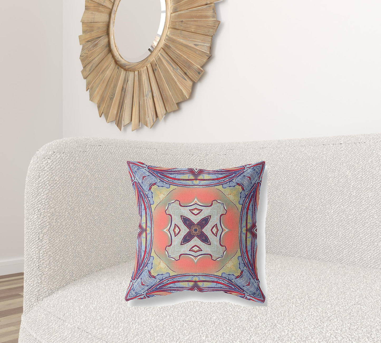 18” Purple Orange Geo Tribal Suede Throw Pillow