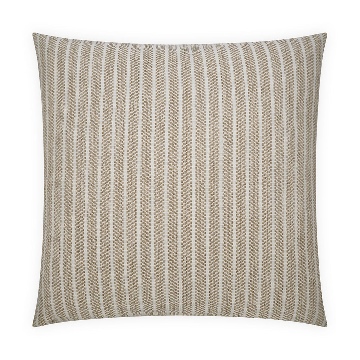 Square throw pillow with cream base and beige sisal stripes in a woven texture.