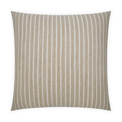 Square throw pillow with cream base and beige sisal stripes in a woven texture.