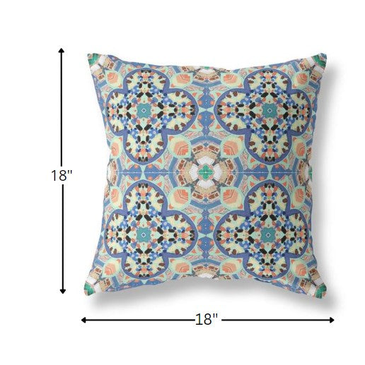 18" Blue Peach Cloverleaf Boho Suede Throw Pillow