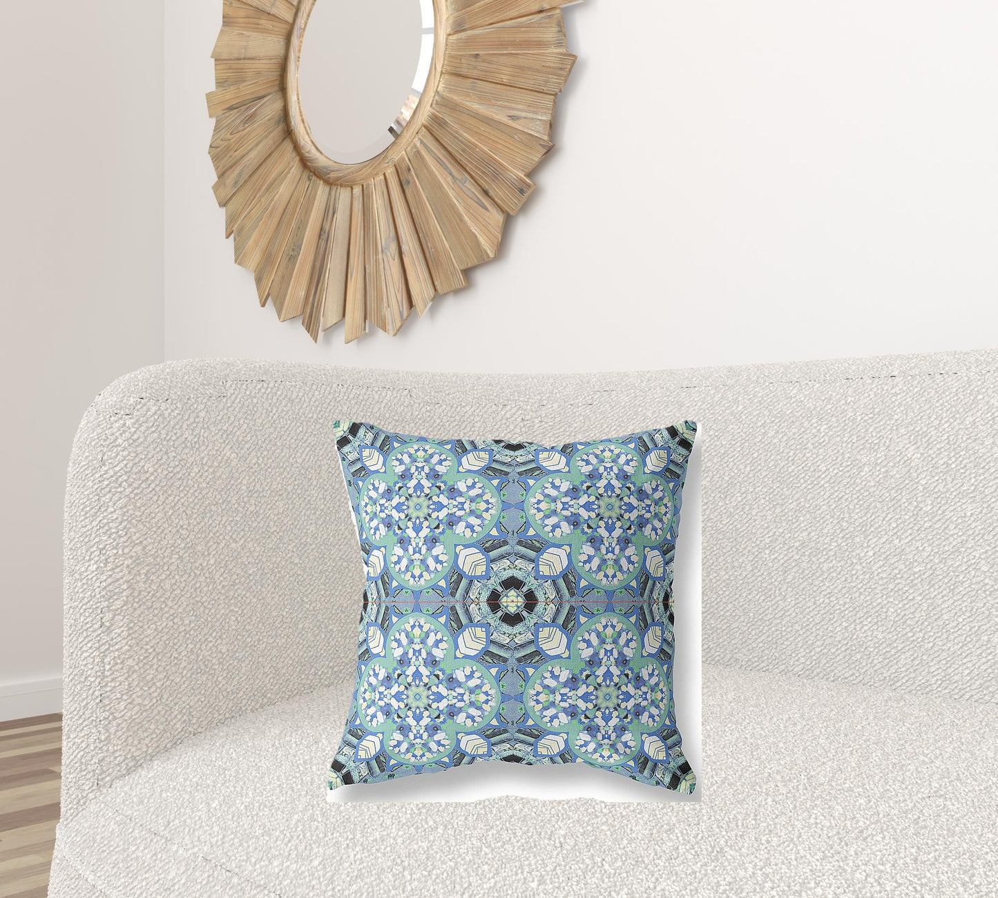 18" Sapphire White Cloverleaf Boho Suede Throw Pillow