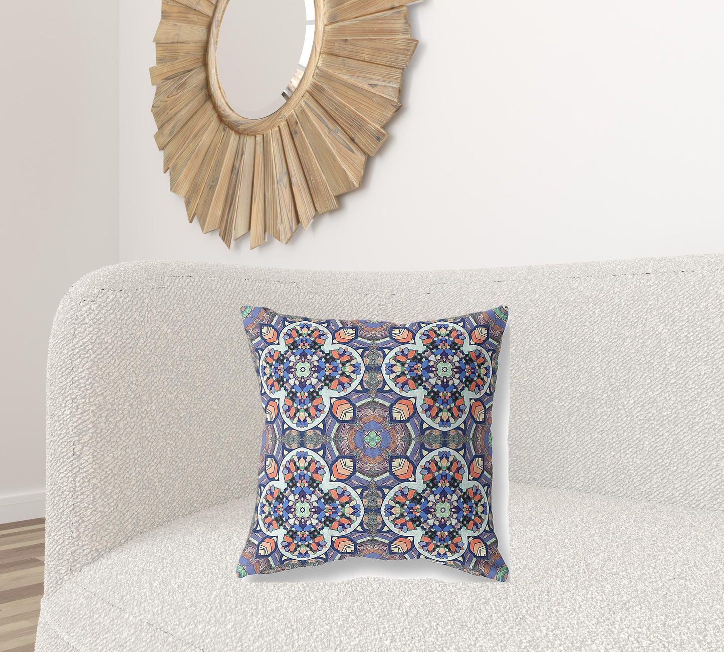 18" Gray Blue Cloverleaf Boho Suede Throw Pillow