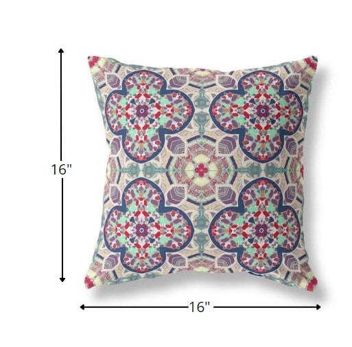 16" Mauve Blue Cloverleaf Boho Suede Throw Pillow