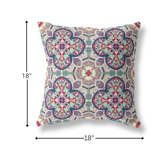 18" Mauve Blue Cloverleaf Boho Suede Throw Pillow