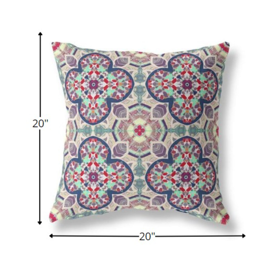 18" Mauve Blue Cloverleaf Boho Suede Throw Pillow