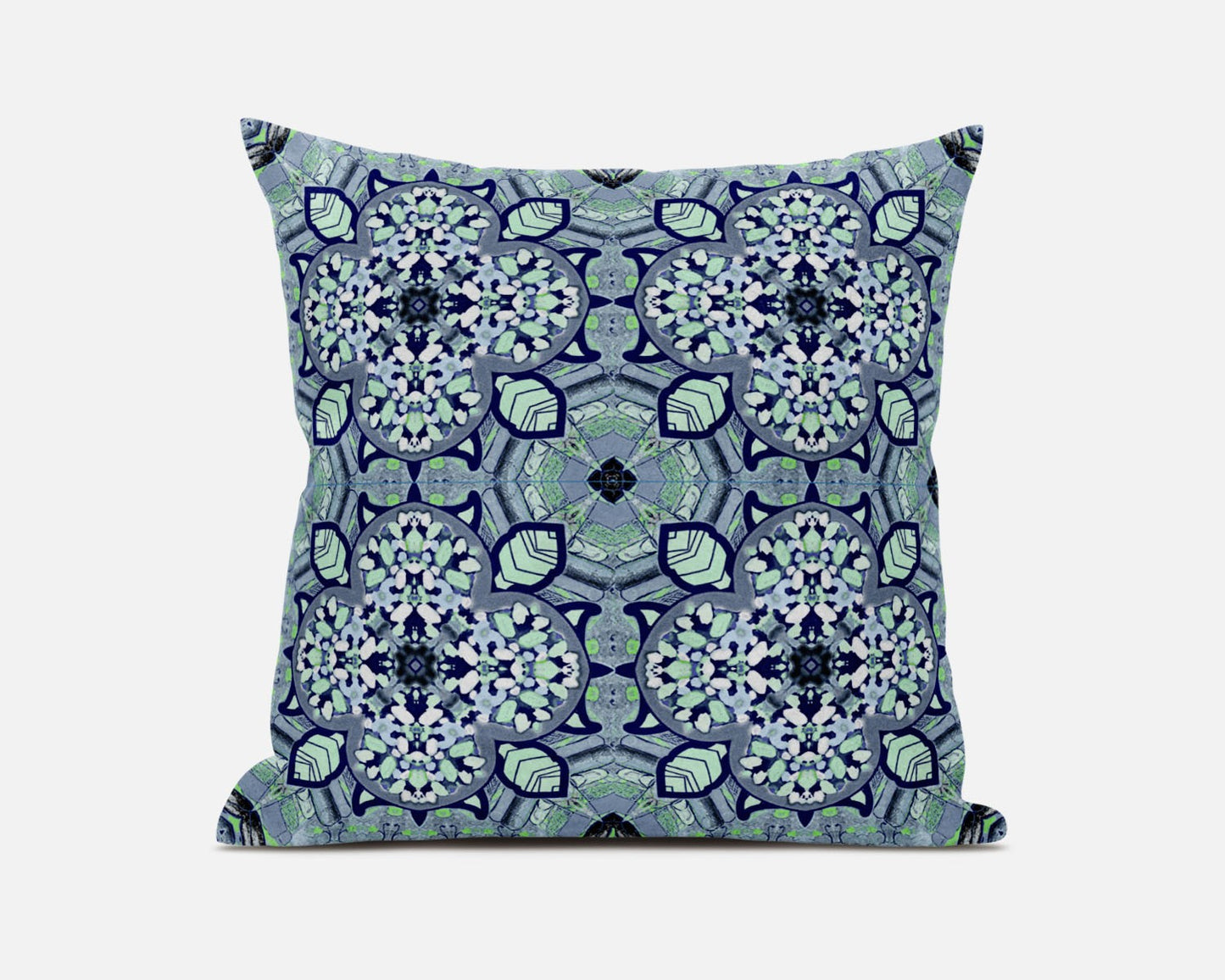 16" Blue Aqua Cloverleaf Boho Suede Throw Pillow