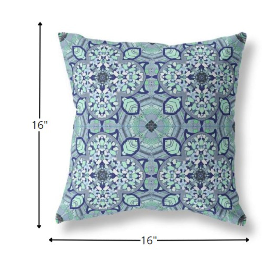 16" Blue Aqua Cloverleaf Boho Suede Throw Pillow