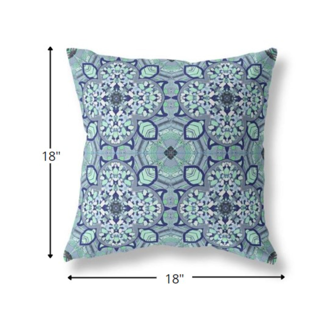 18" Blue Aqua Cloverleaf Boho Suede Throw Pillow