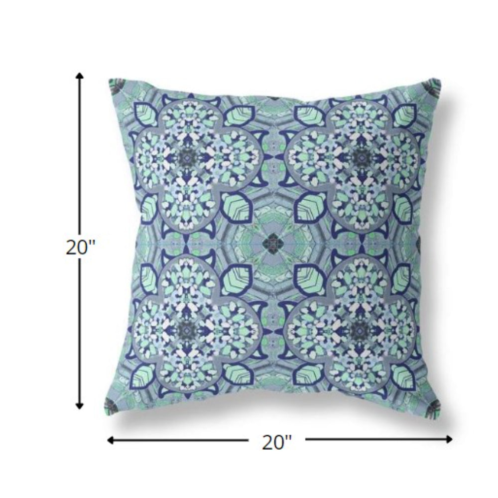 18" Blue Aqua Cloverleaf Boho Suede Throw Pillow