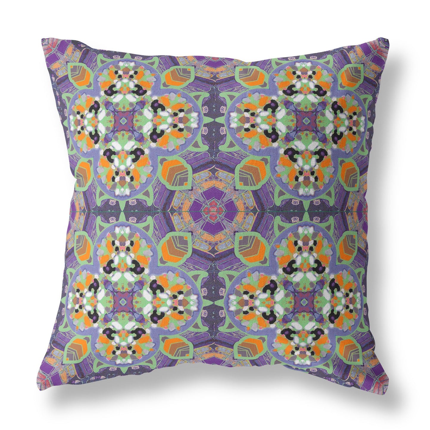 16" Purple Orange Cloverleaf Boho Suede Throw Pillow