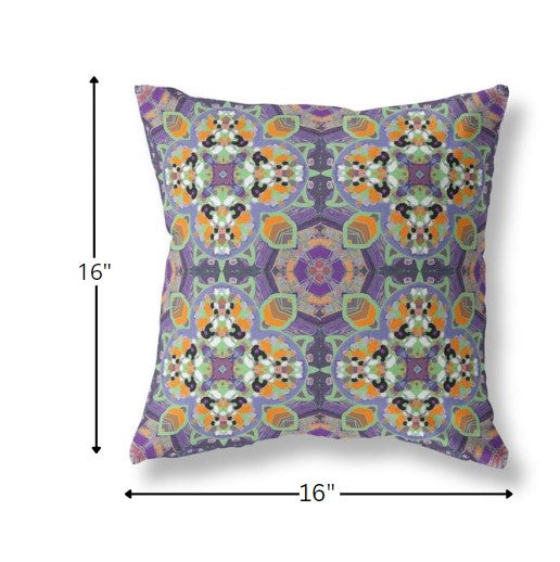 16" Purple Orange Cloverleaf Boho Suede Throw Pillow