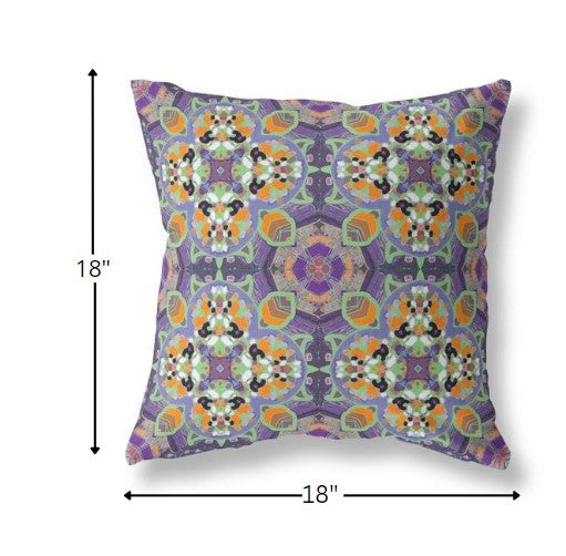 18" Purple Orange Cloverleaf Boho Suede Throw Pillow