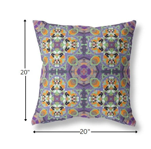 18" Purple Orange Cloverleaf Boho Suede Throw Pillow