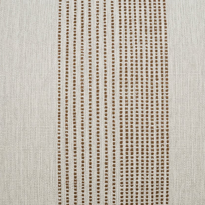 Beige linen-like pillow with vertical brown dotted stripes; 24" x 24