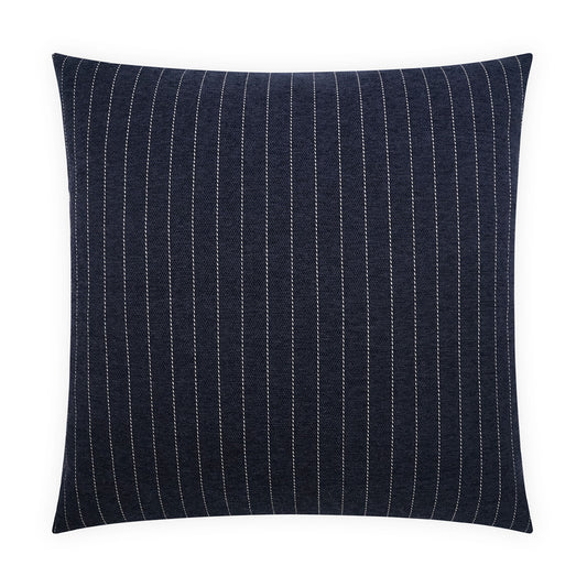 D.V. KAP HOME   24" x 24" Donegal Pillow - Navy Stripes, Farmhouse, Beach, Nautical    - 4129-N-2424