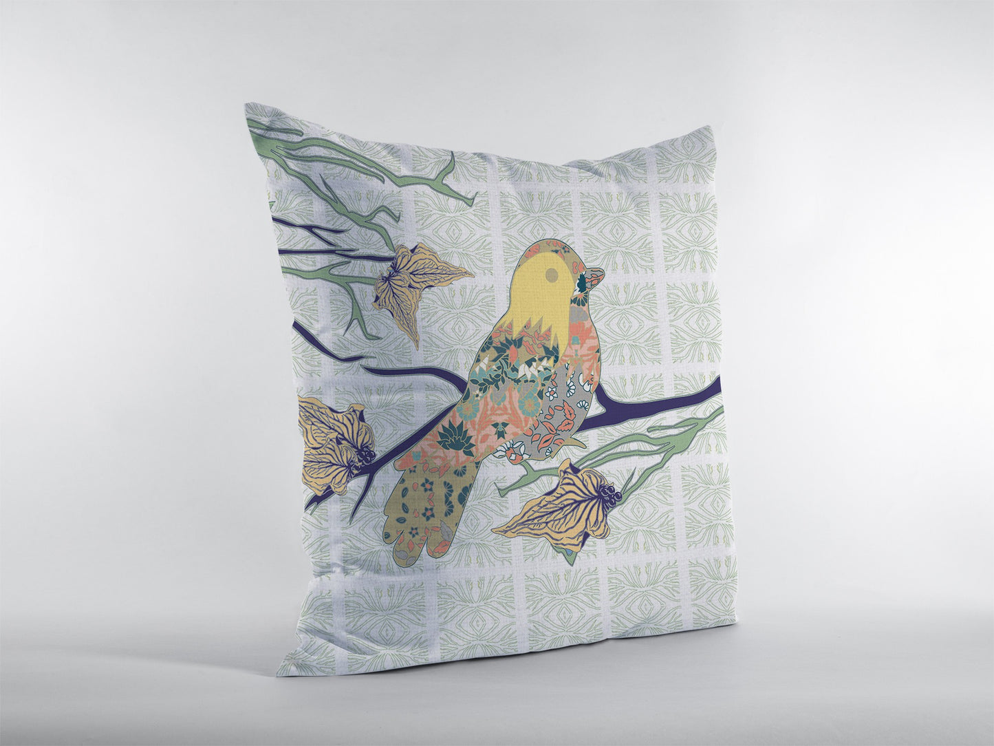 16" Light Green Sparrow Suede Throw Pillow