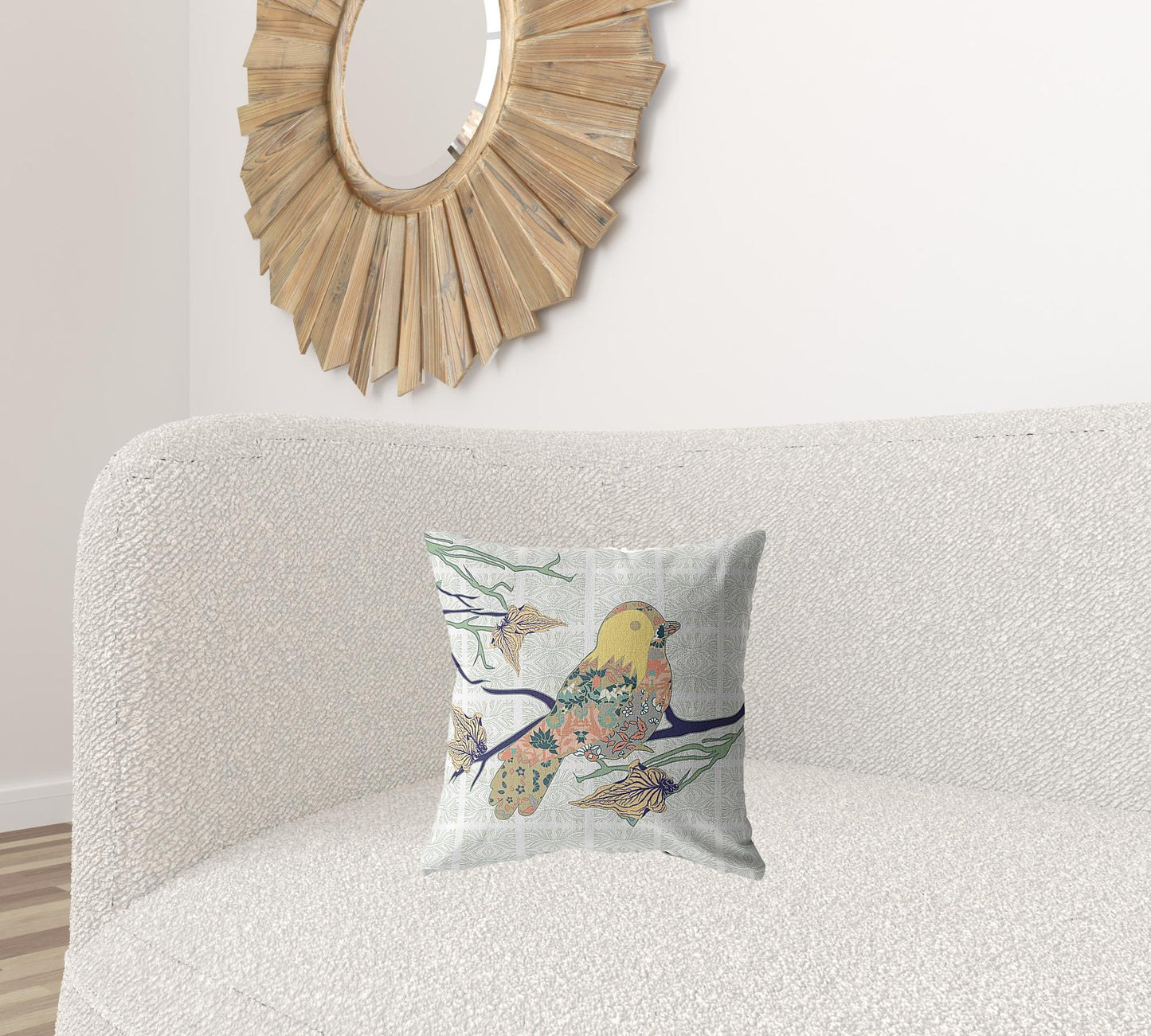 16" Light Green Sparrow Suede Throw Pillow