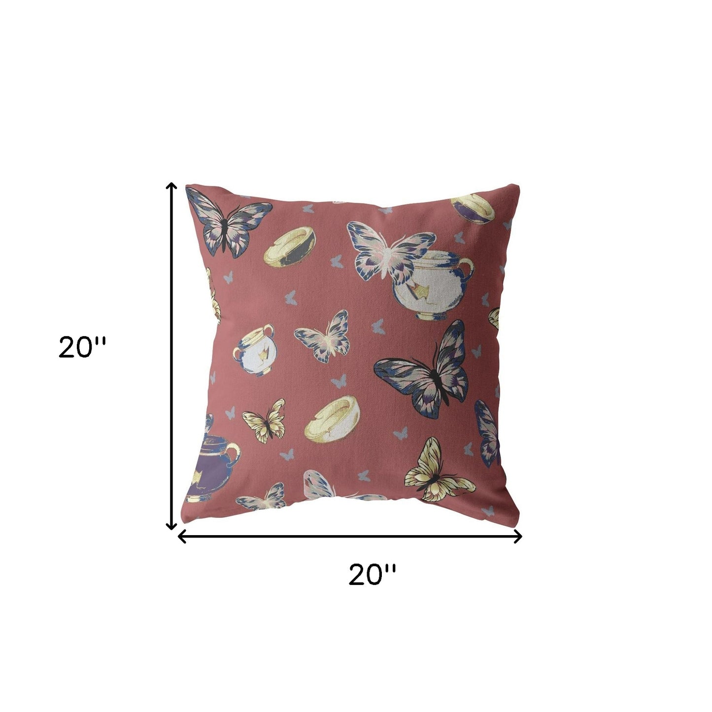 18" Copper Rose Butterflies Decorative Suede Throw Pillow