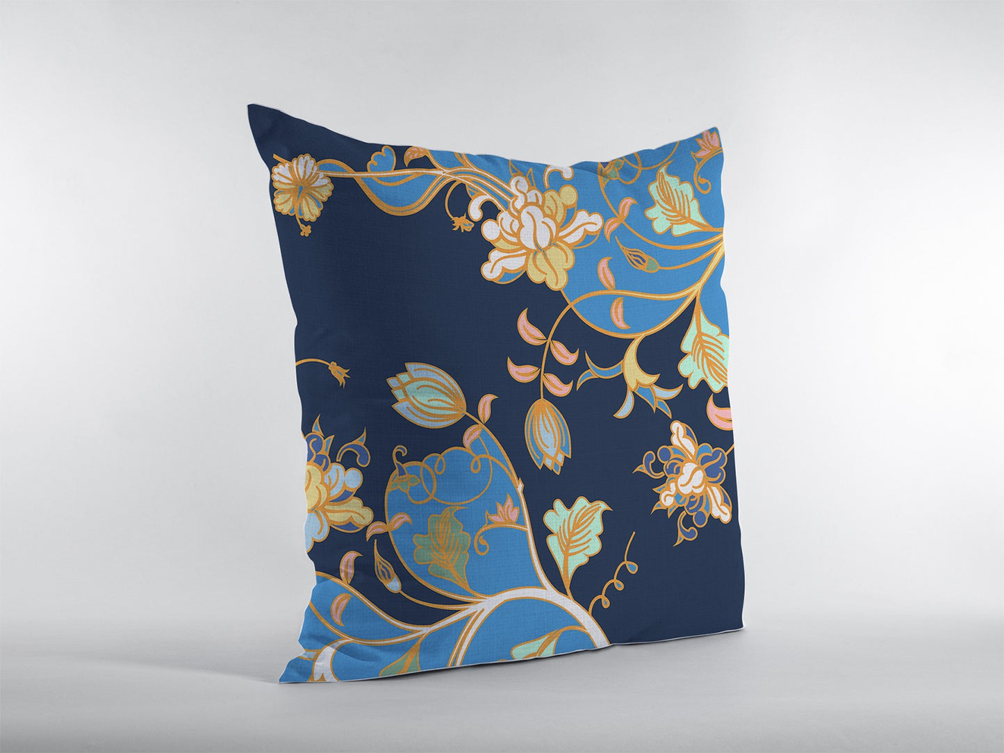 16" Navy Blue Garden Decorative Suede Throw Pillow