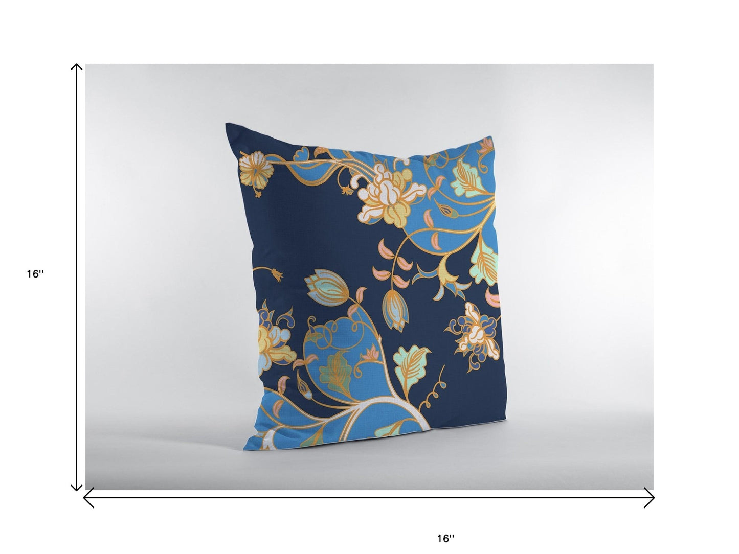 16" Navy Blue Garden Decorative Suede Throw Pillow