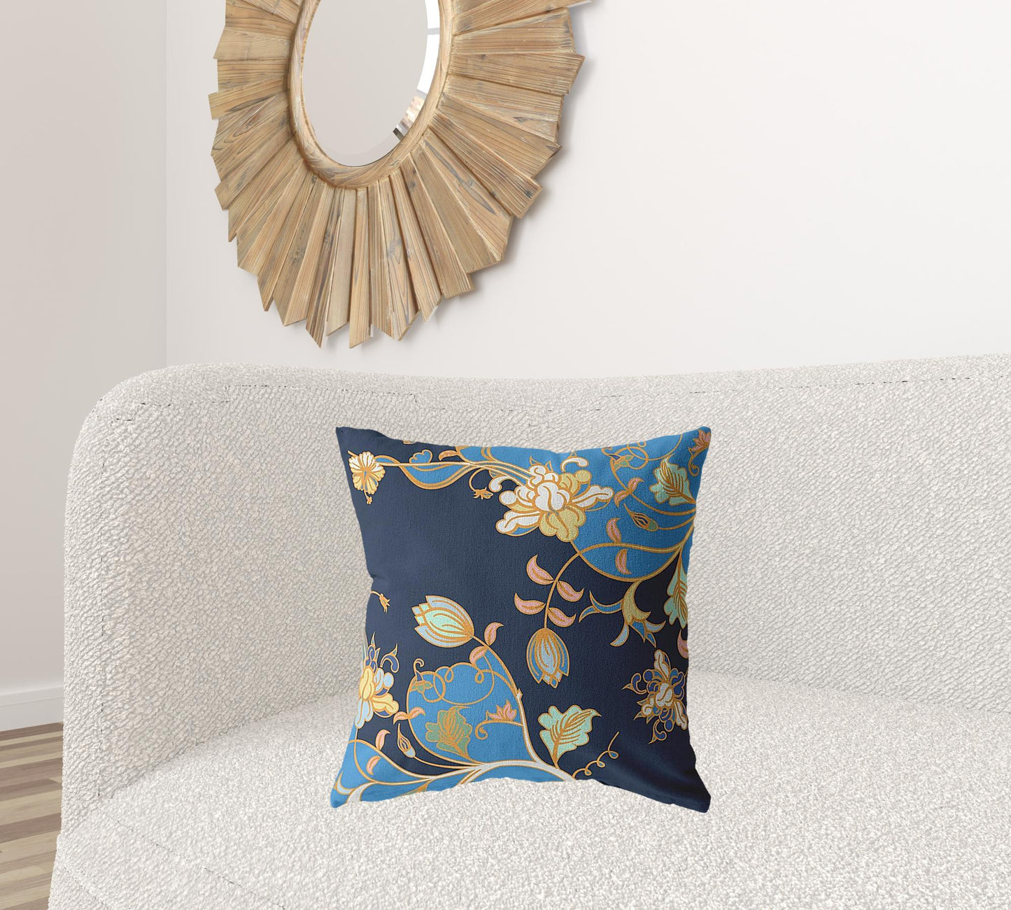 18" Navy Blue Garden Decorative Suede Throw Pillow