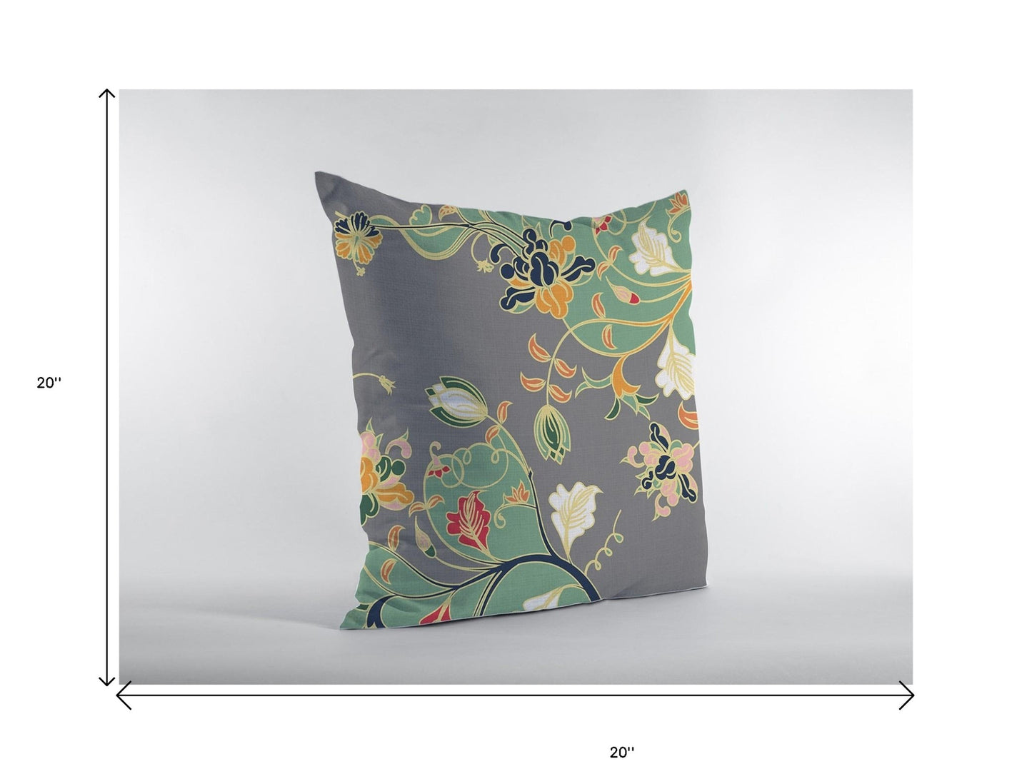 18" Green Gray Garden Decorative Suede Throw Pillow