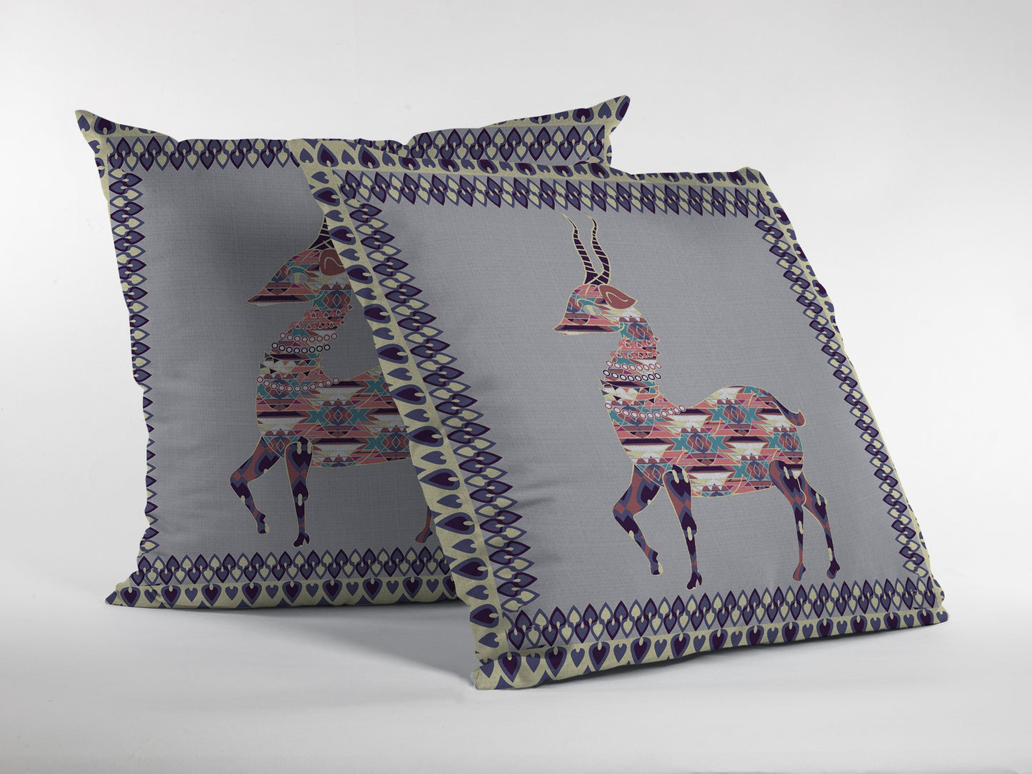 16" Purple Cream Boho Deer Suede Throw Pillow