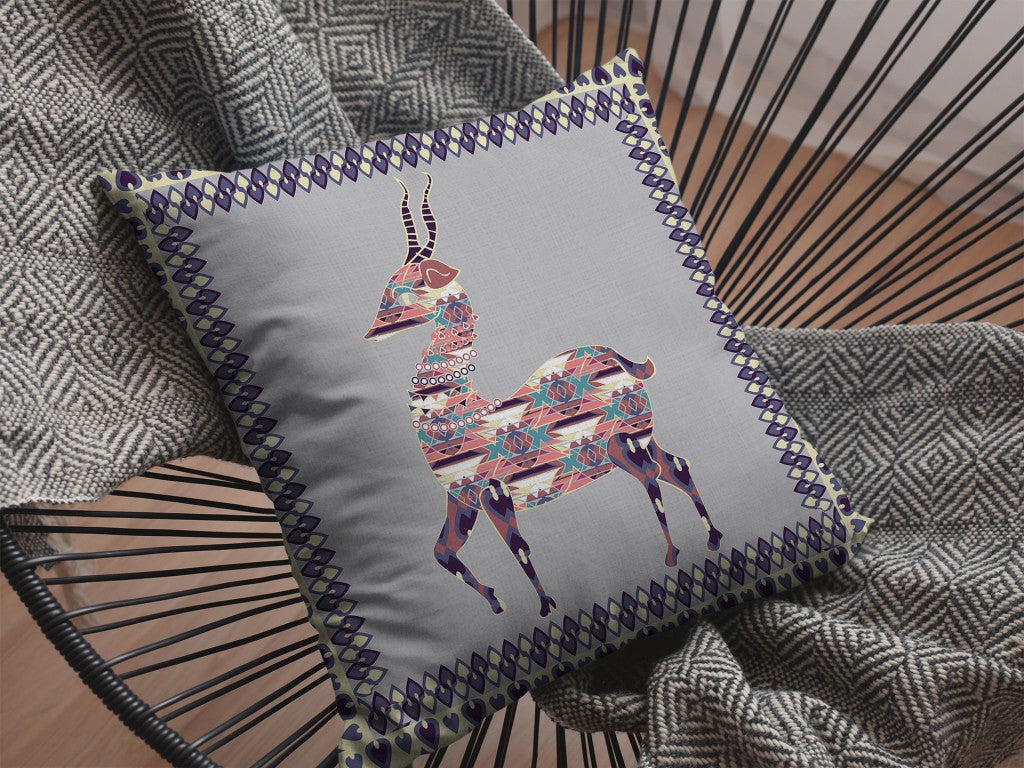 16" Purple Cream Boho Deer Suede Throw Pillow