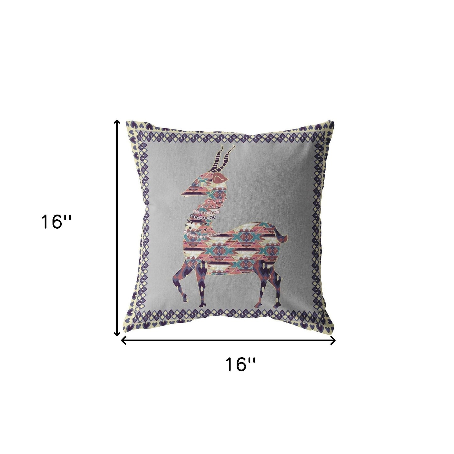 16" Purple Cream Boho Deer Suede Throw Pillow