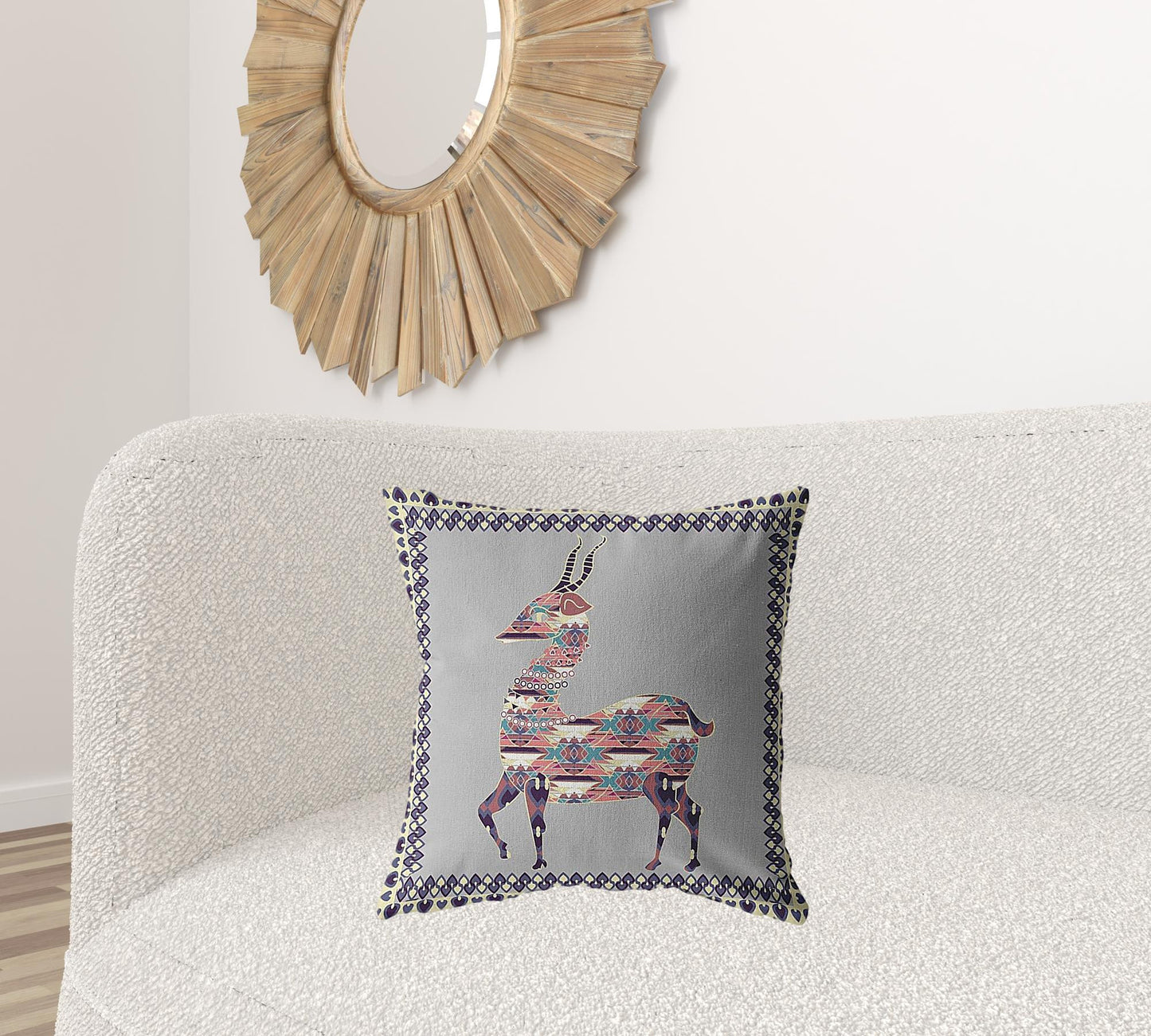 18" Purple Cream Boho Deer Suede Throw Pillow