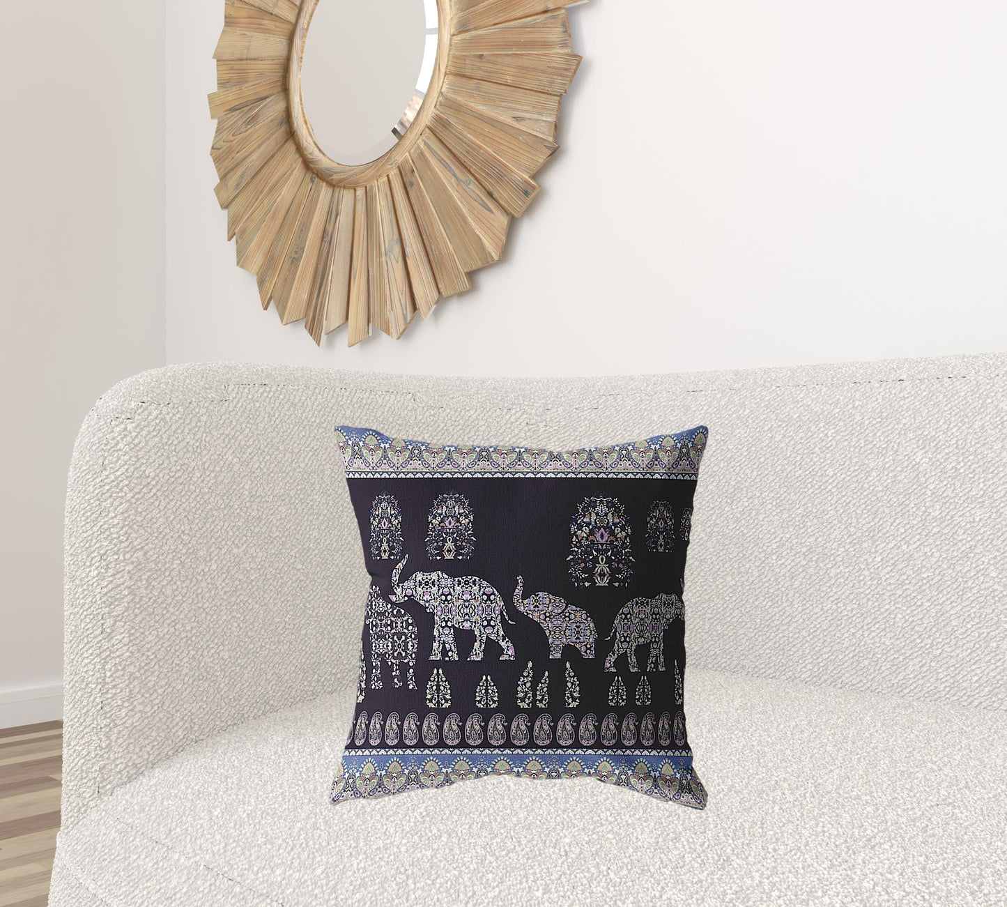 18” Purple Ornate Elephant Suede Throw Pillow