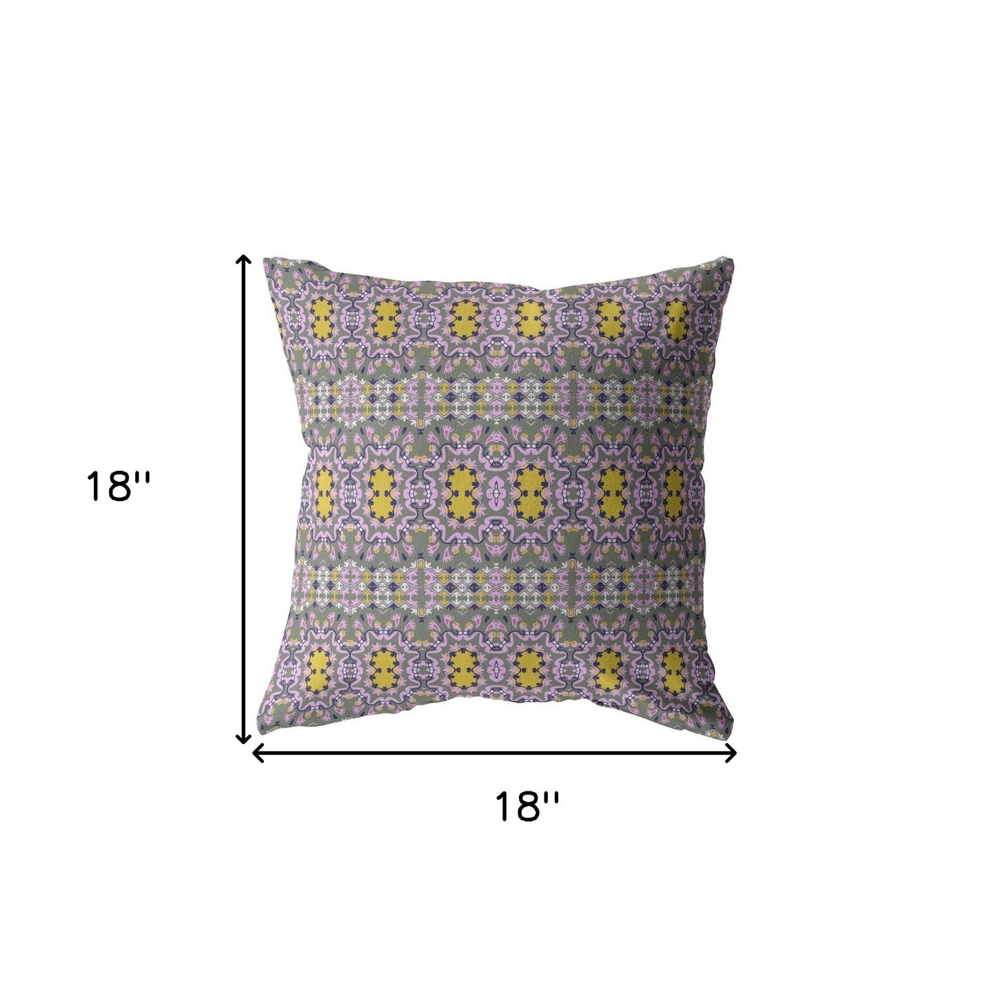 18” Purple Yellow Geofloral Suede Throw Pillow