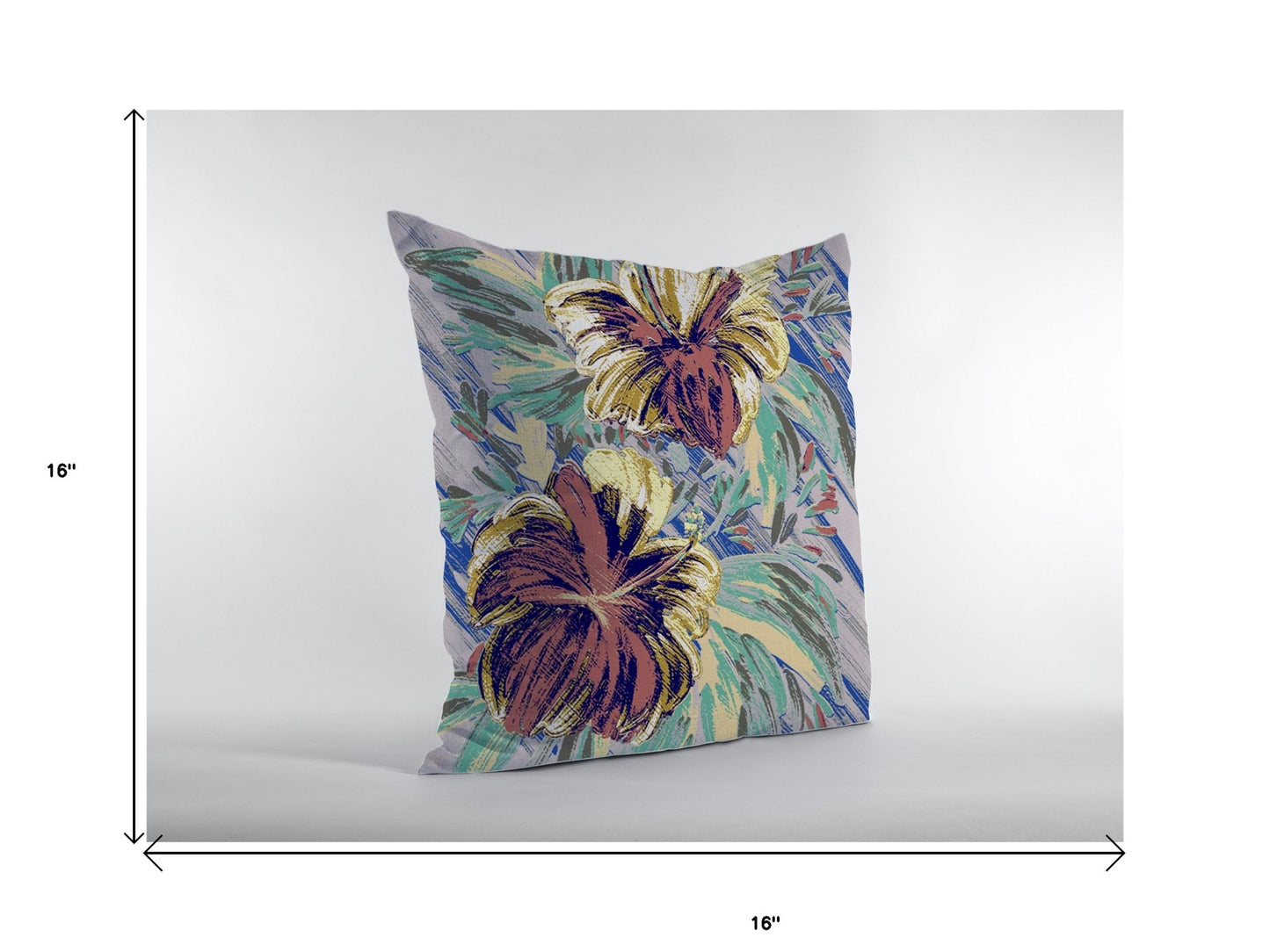 16” Terracotta Hibiscus Suede Decorative Throw Pillow