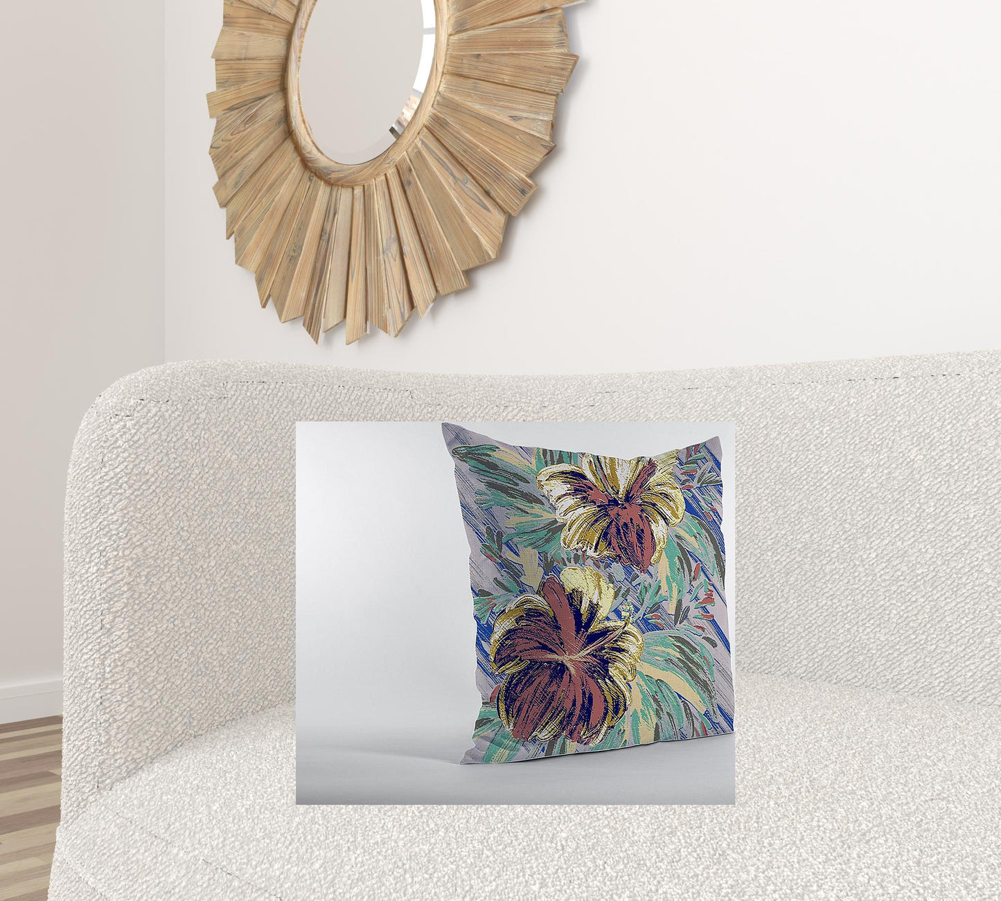 18” Terracotta Hibiscus Suede Decorative Throw Pillow