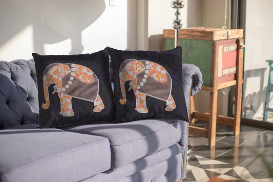 18” Orange Elephant Decorative Suede Throw Pillow