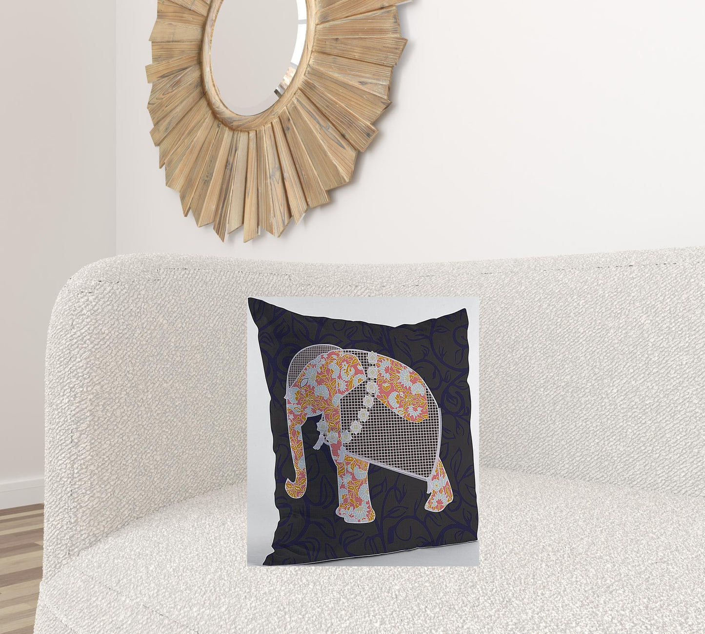18” Orange Elephant Decorative Suede Throw Pillow