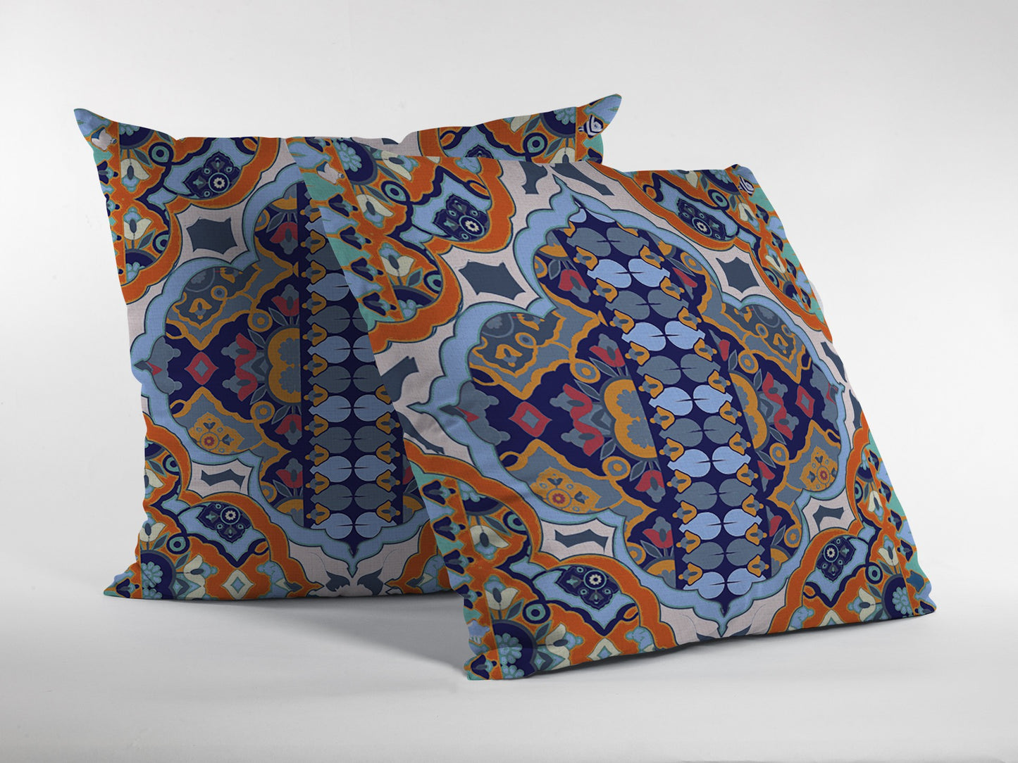 16" Orange Blue Decorative Suede Throw Pillow