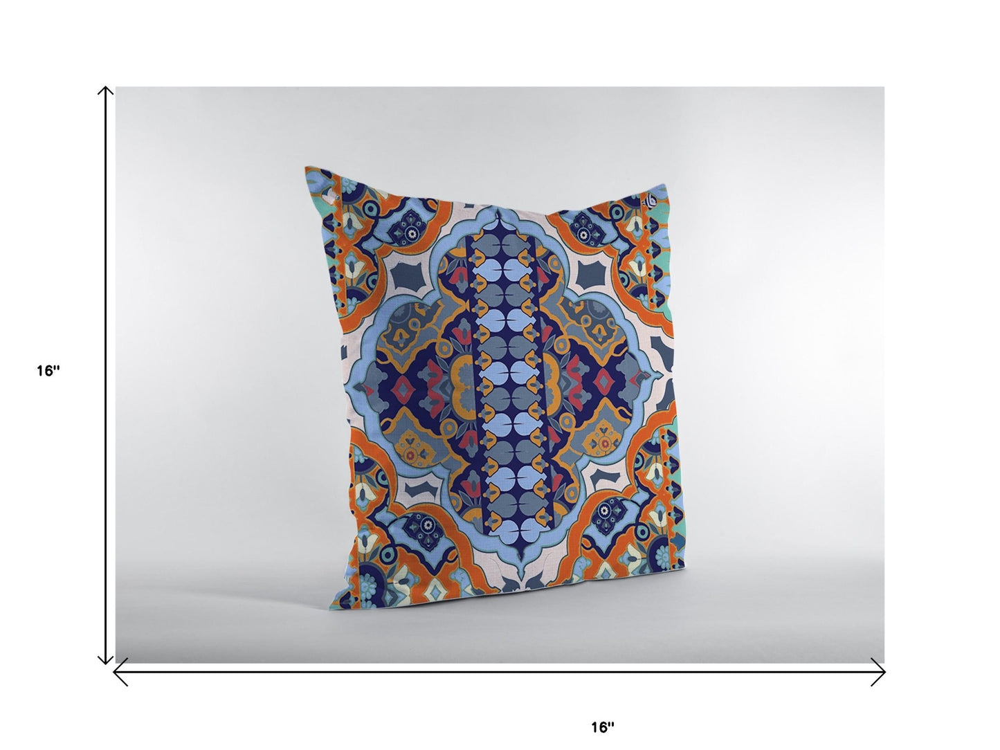 16" Orange Blue Decorative Suede Throw Pillow