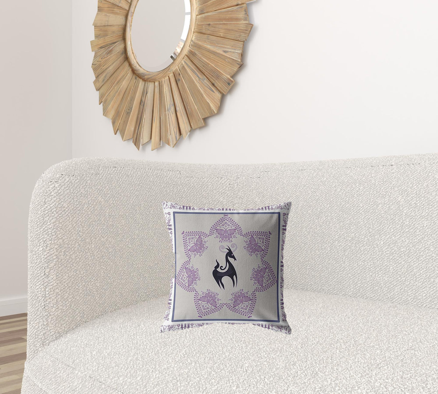 16” Gray Purple Horse Suede Throw Pillow