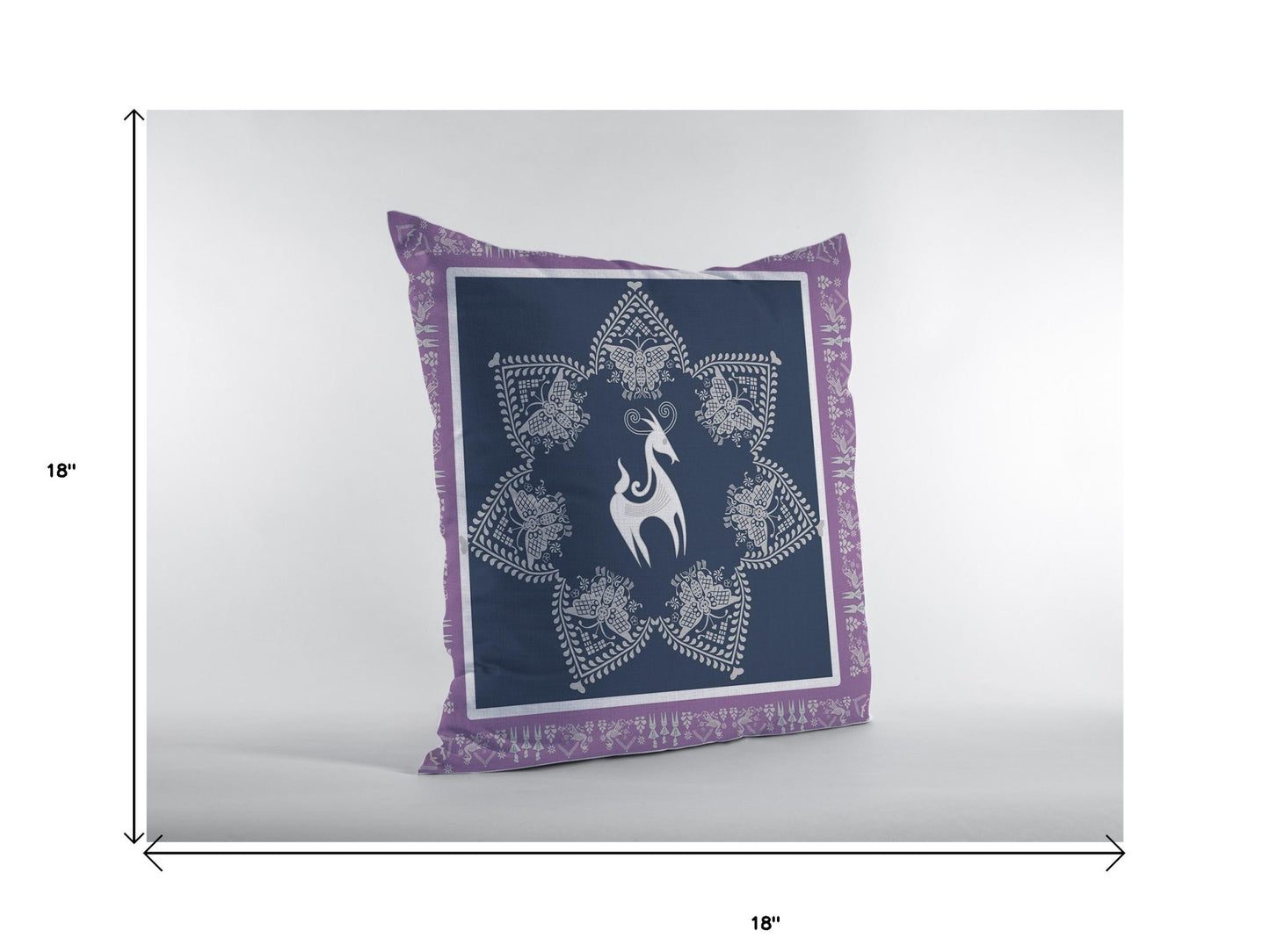 18” Navy Purple Horse Suede Throw Pillow