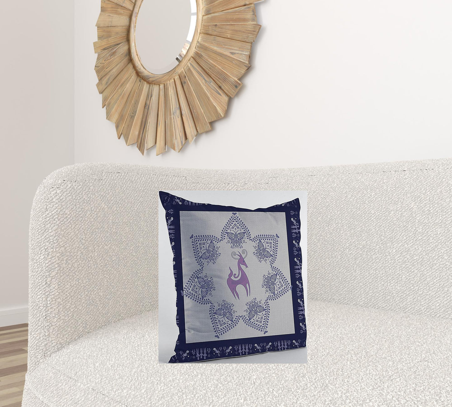 18” Gray Purple Horse SuedeThrow Pillow