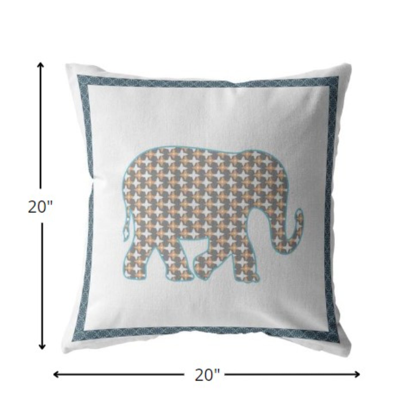 18” Gold White Elephant Boho Suede Throw Pillow
