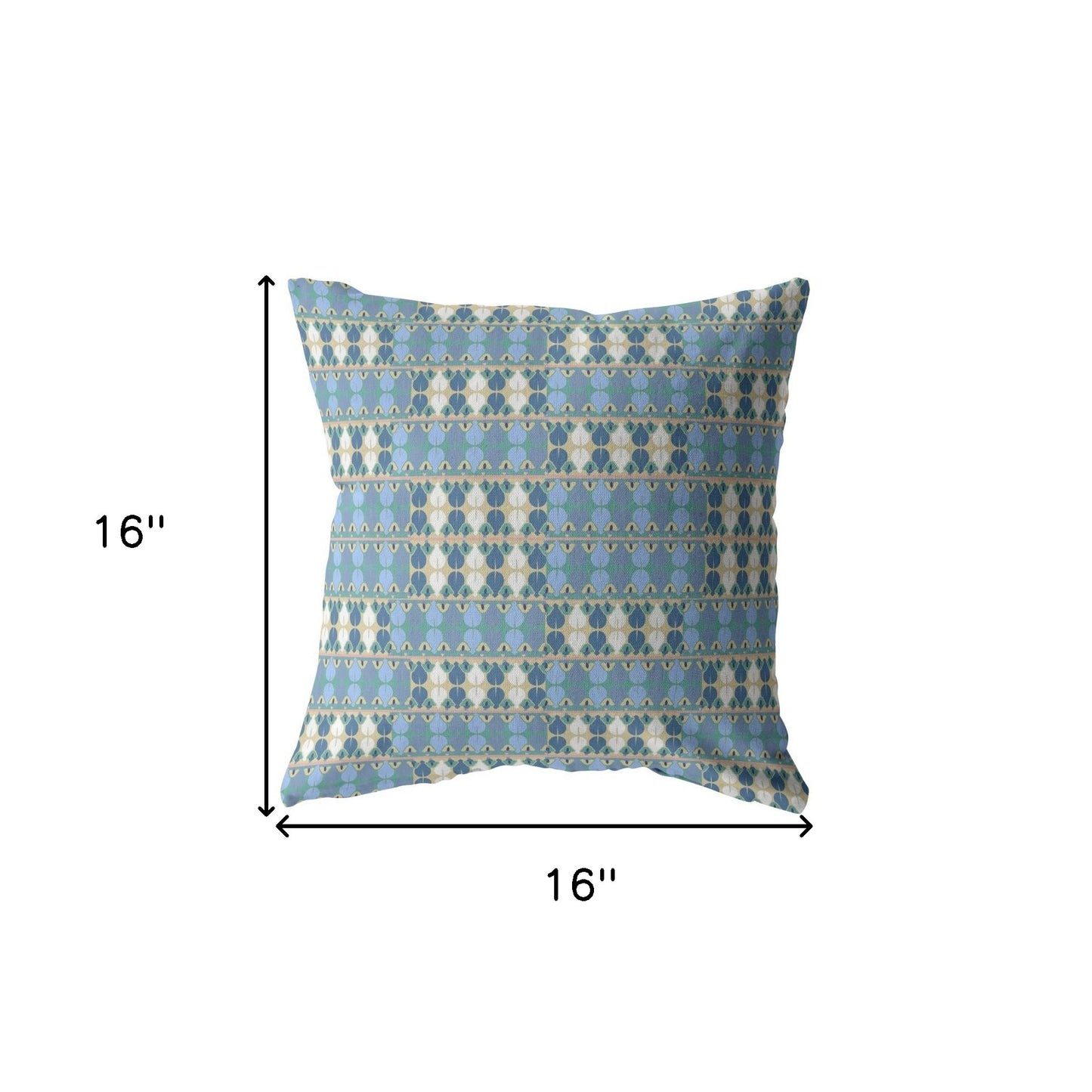 16" Blue Cream Spades Suede Throw Pillow