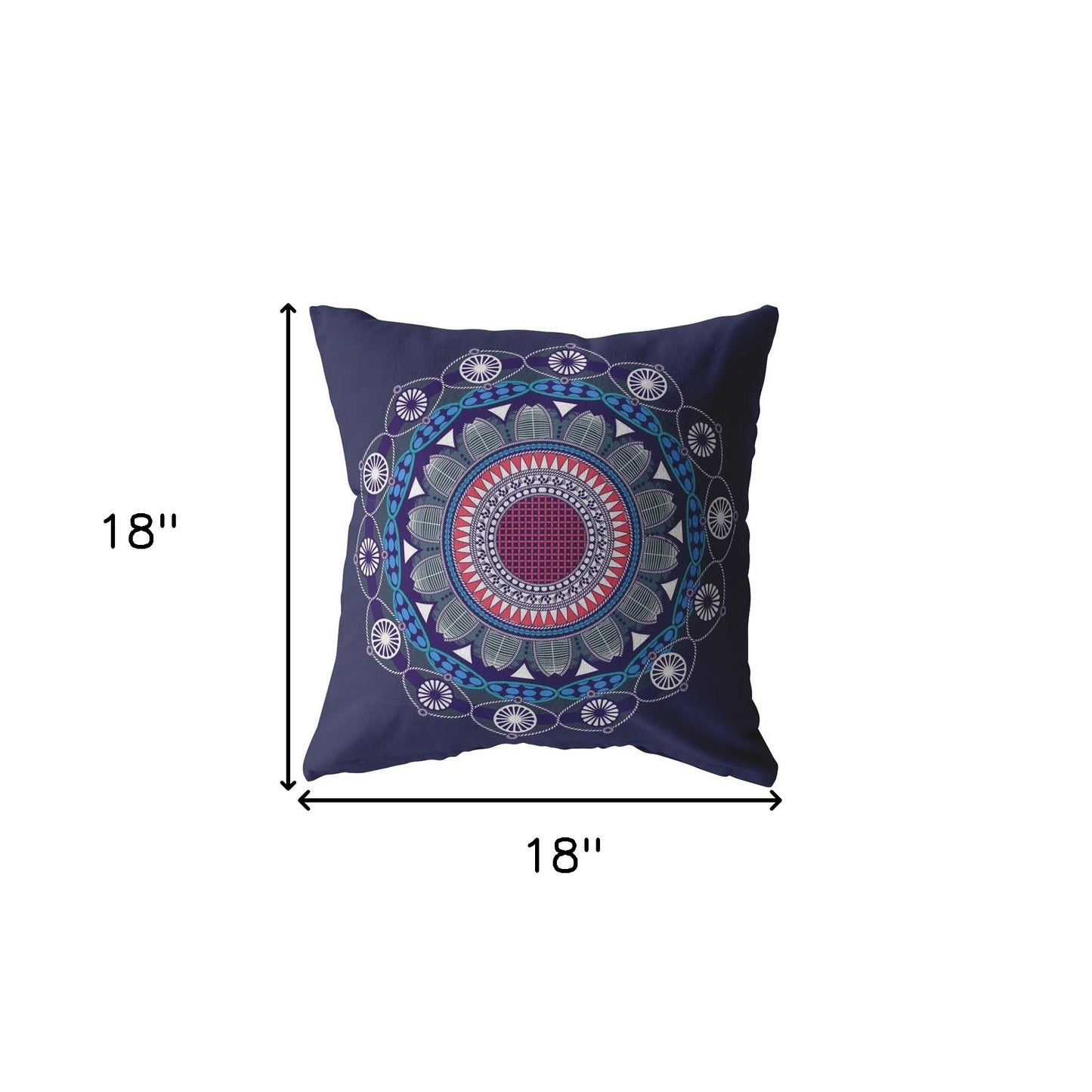 18" X 18" Navy Geometric Blown Seam Suede Throw Pillow