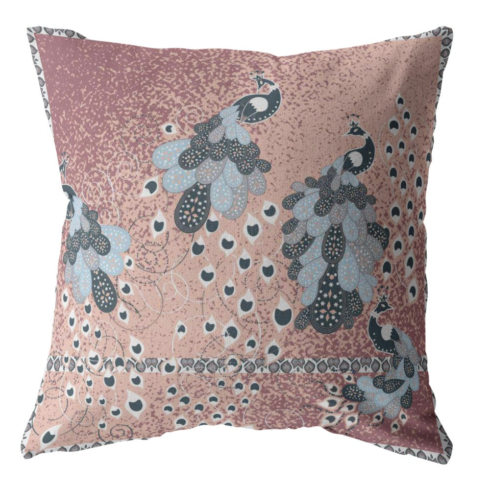 16” Dusty Pink Boho Bird Suede Throw Pillow