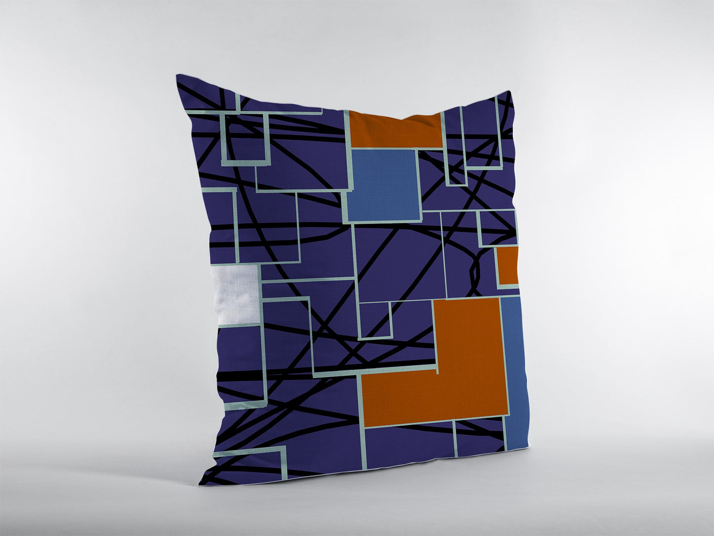 18" Navy Puzzle Piece Suede Throw Pillow