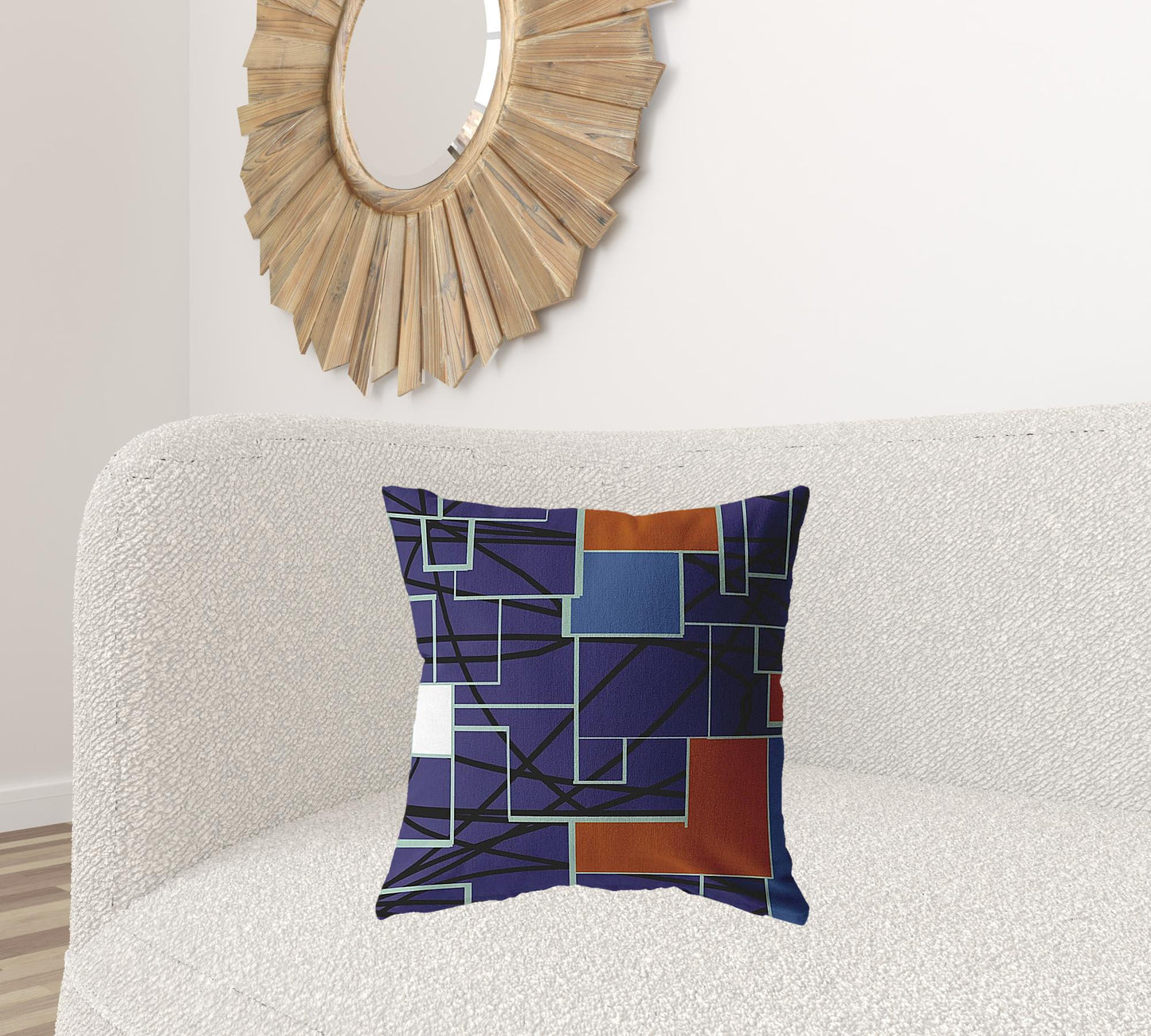 18" Navy Puzzle Piece Suede Throw Pillow