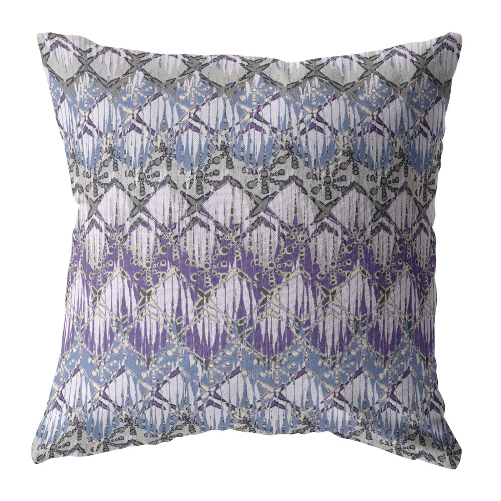 18” Purple Gray Hatch Decorative Suede Throw Pillow