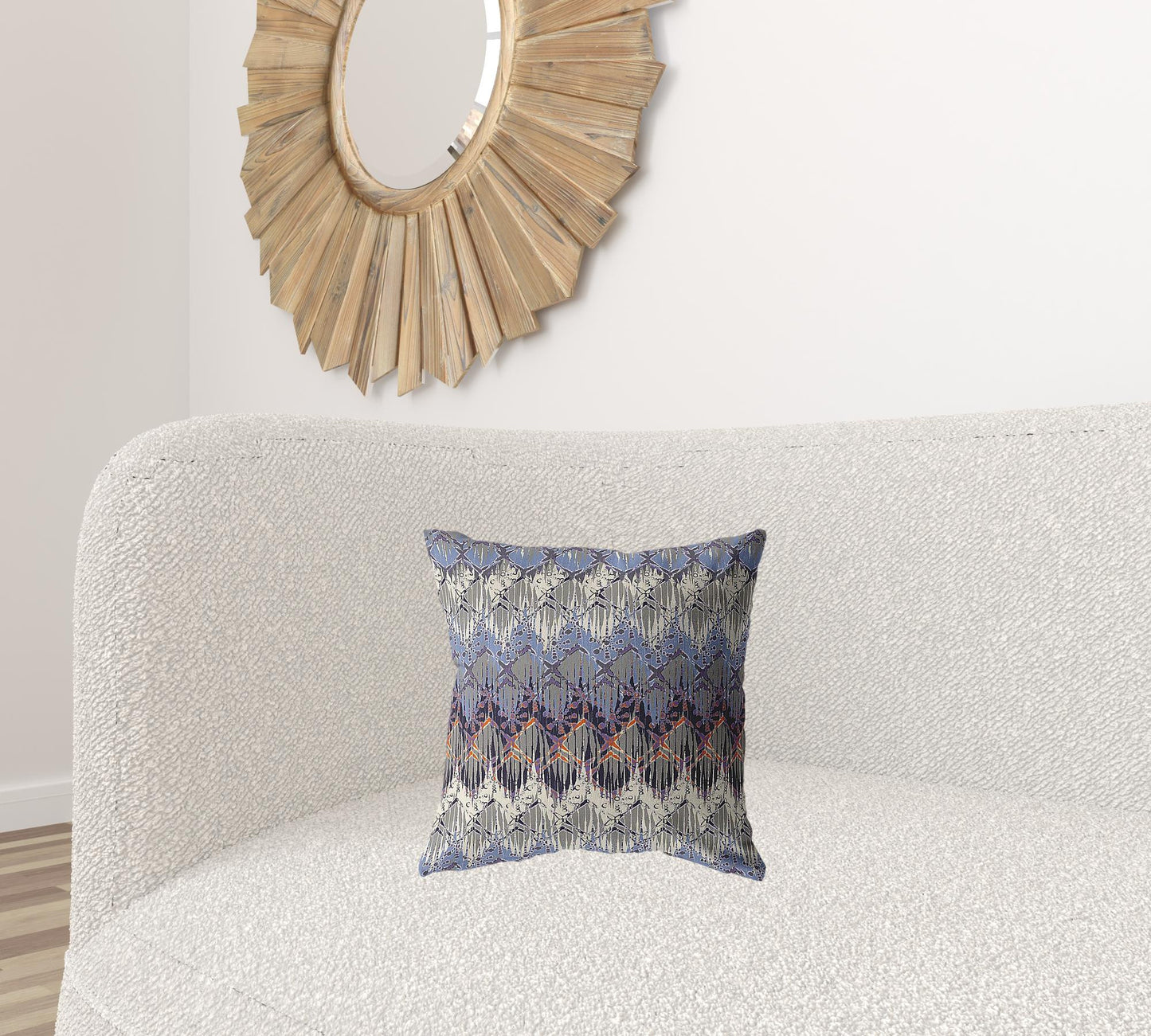 16” Blue Gray Hatch Decorative Suede Throw Pillow